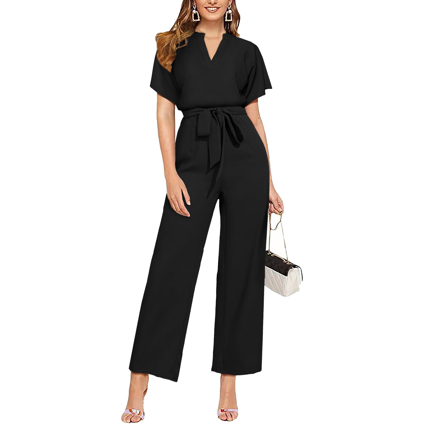 Charming Women's Summer Solid Color Belt Jumpsuits