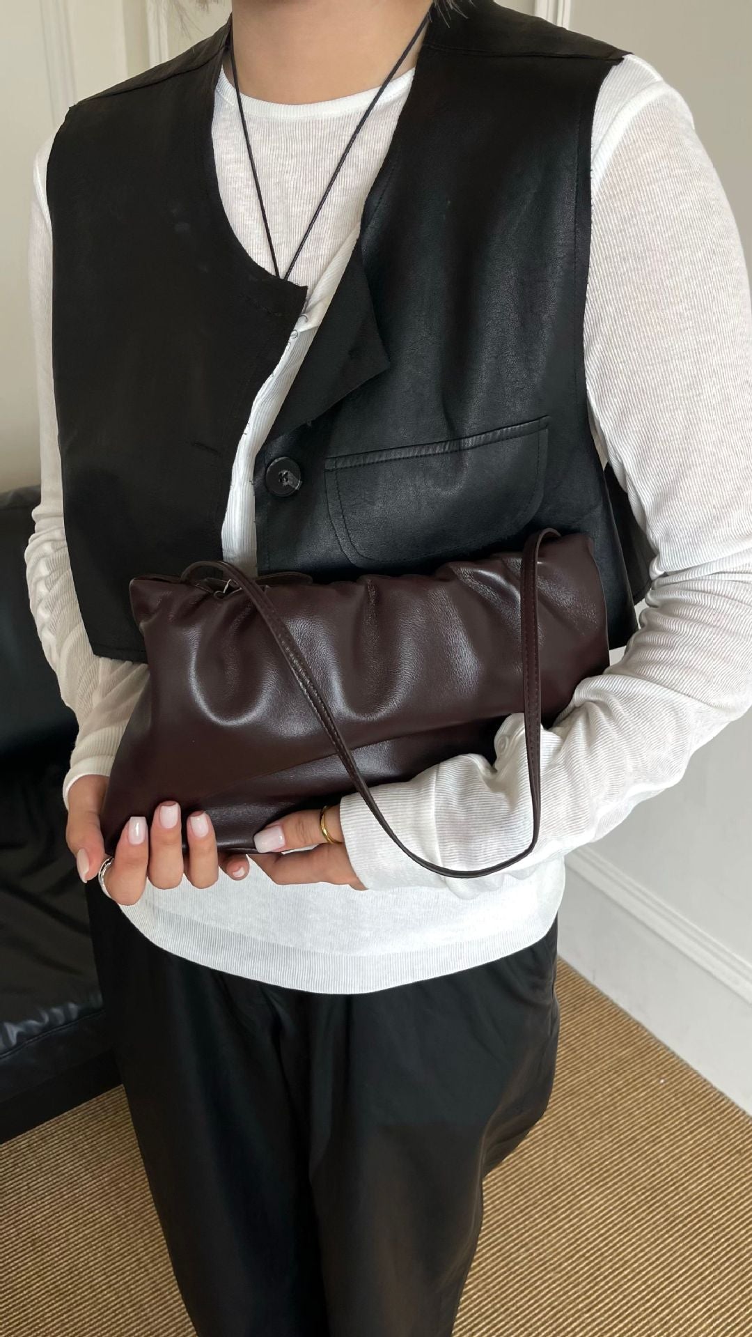 Inside Outside Sheepskin Cloud Autumn Pleated Bags