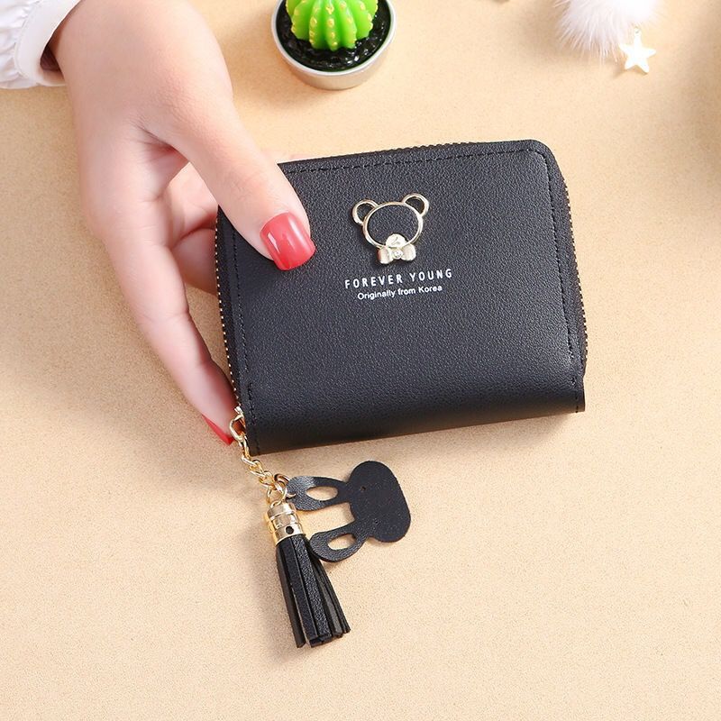 Tassel Female Short Cute Bear Zipper Ladies Wallets