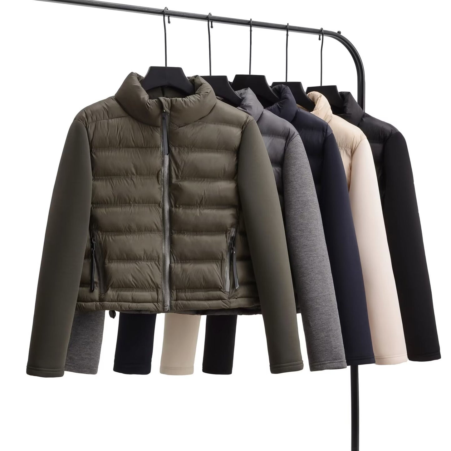 Women's Stand Collar Stitching Cotton Lightweight Coats