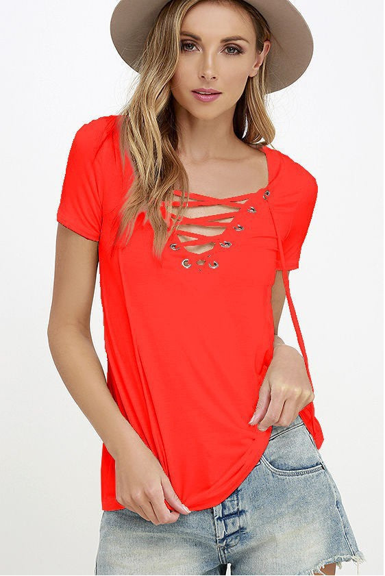 Glamorous Beautiful Summer Sexy Solid Color Women's T-shirt