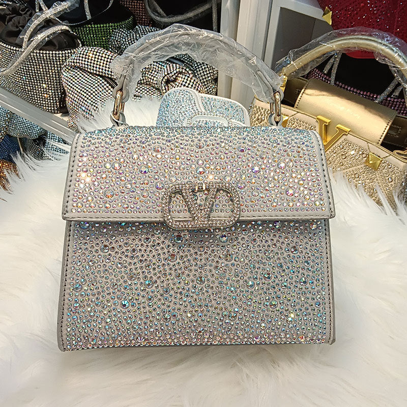 Women's Diamond Rhinestone Flip Retro High-grade Light Crossbody Bags