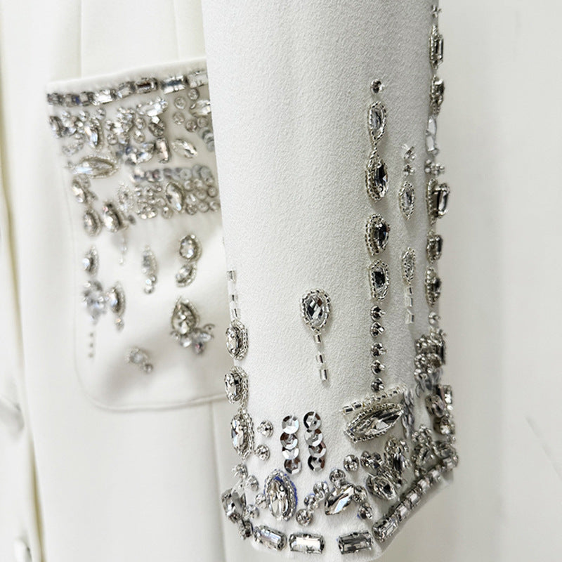 Fashion Bead Diamond Tailored Collar Dress Dresses