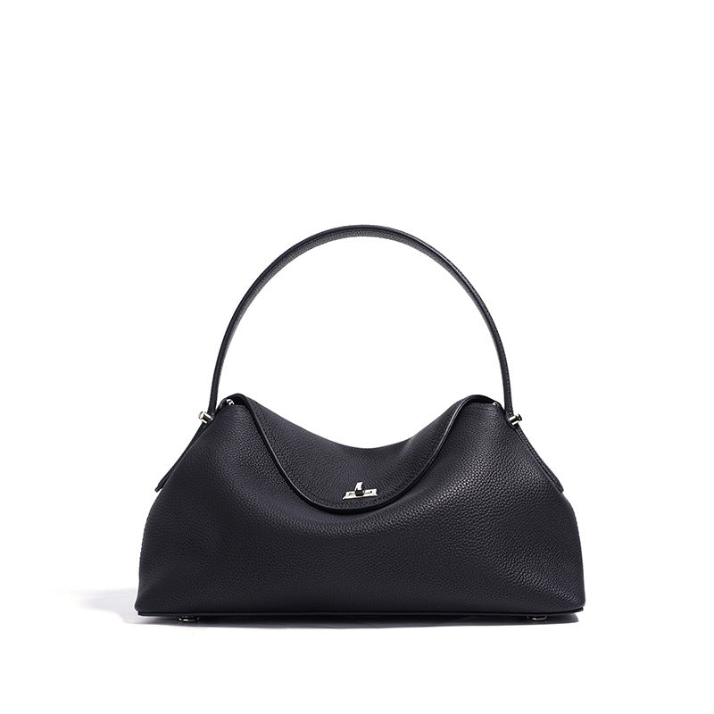 Women's Layer Cowhide Black Genuine Leather Commuter Handbags