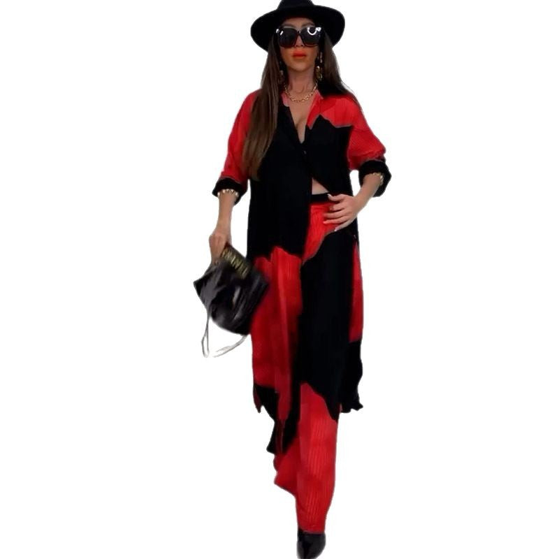 Elegant Sexy Print Mid-length Wide Leg Pants