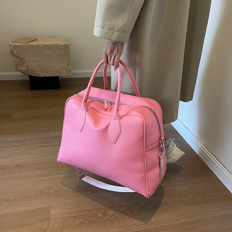 Men's Leather Traveling Cylinder Waterproof Large Capacity Travel Bags