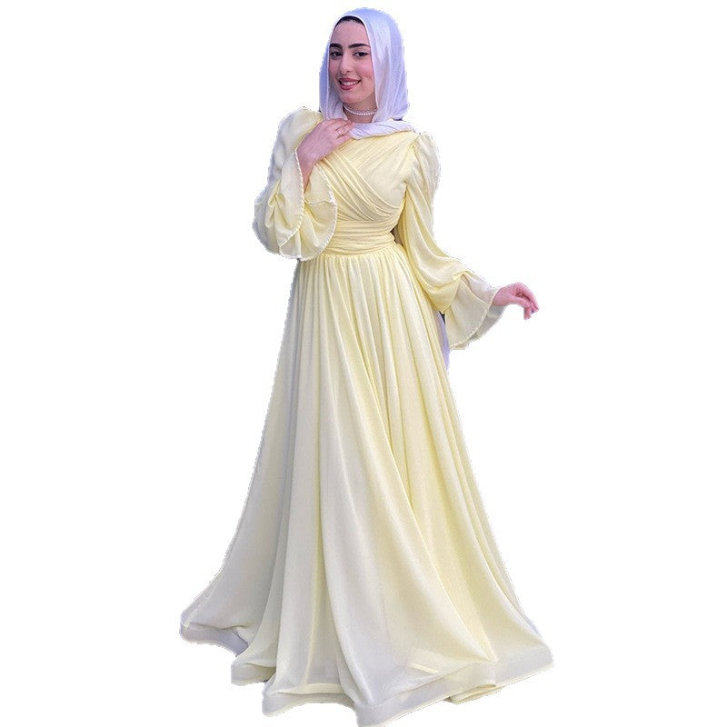 Women's Elegant Pleated Waist Tight Slim Light Dresses