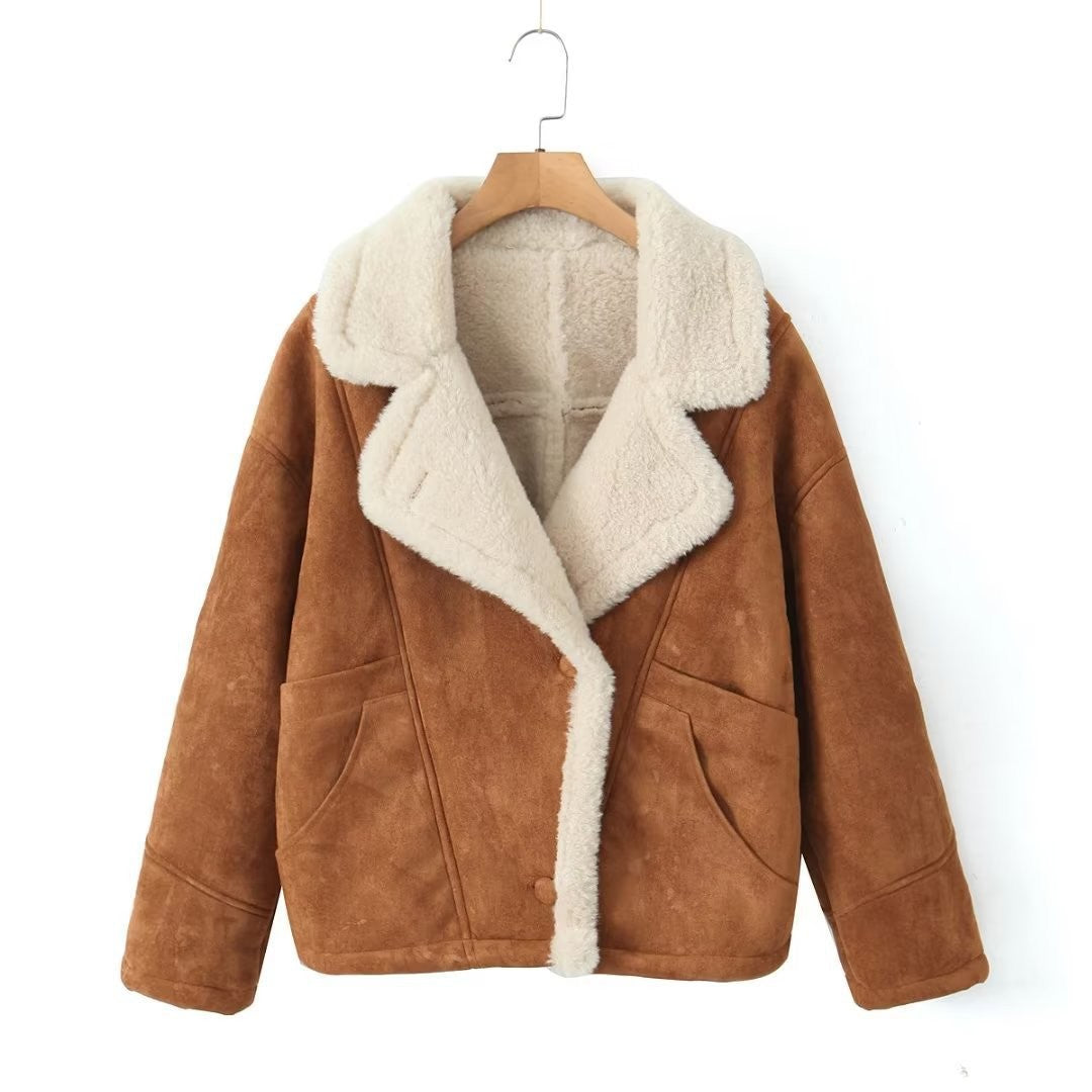 Women's Colors Fur Integrated Lamb Wool Thick Coats
