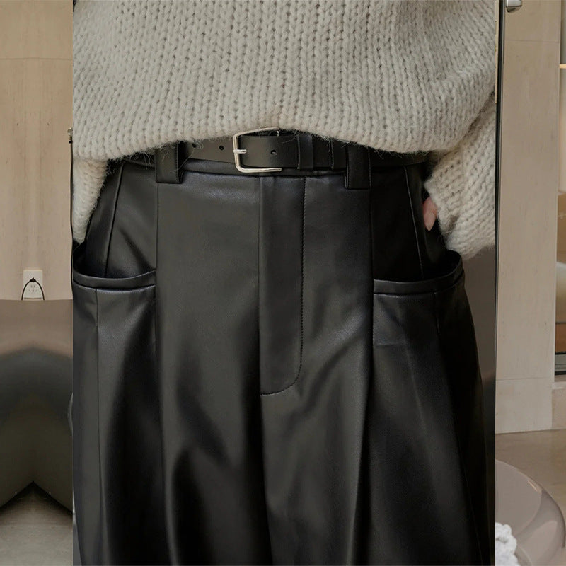 Women's Fashion Casual Leather Floor Now Pants