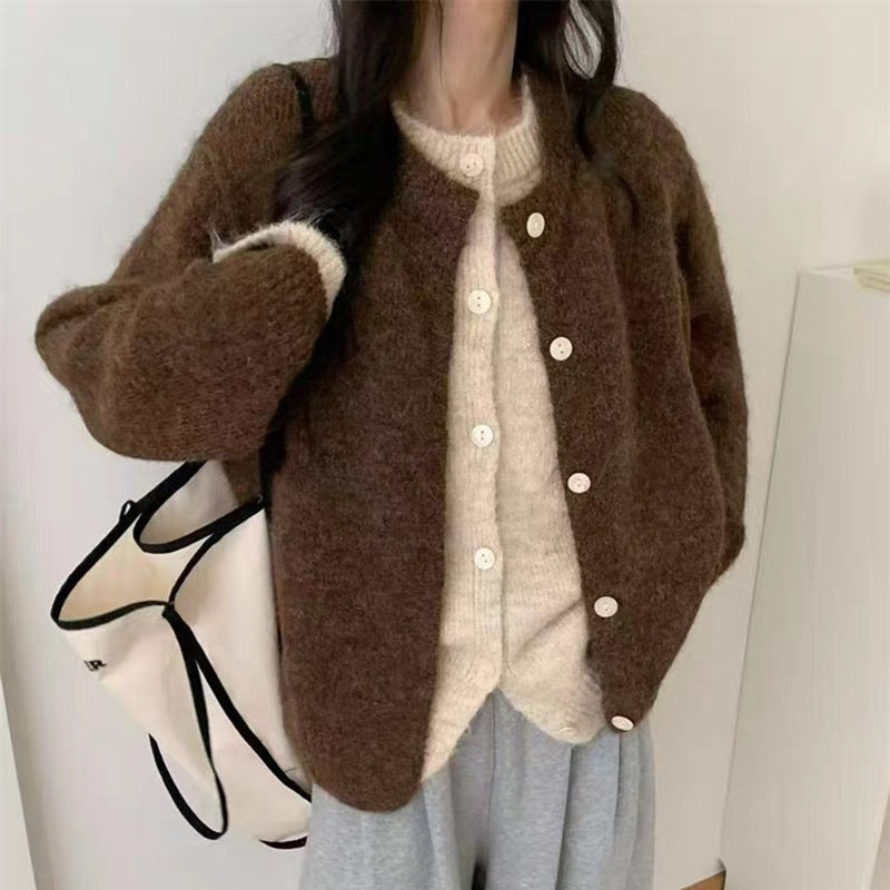 Women's Round Neck Fake Two Pieces Soft Knitwear
