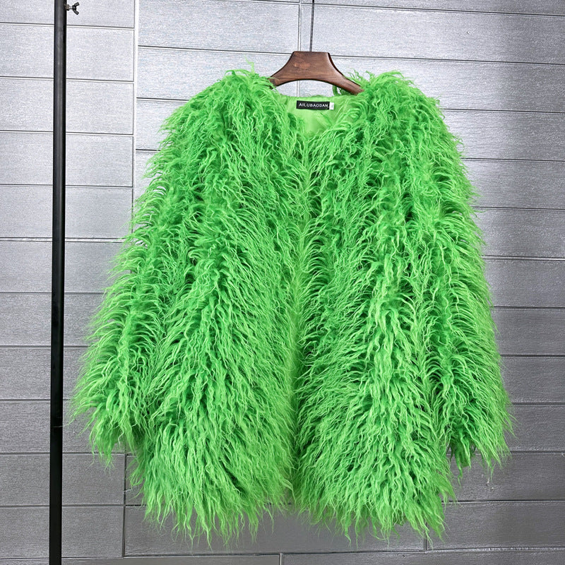 Women's Fur Faux Korean Style Solid Color Coats