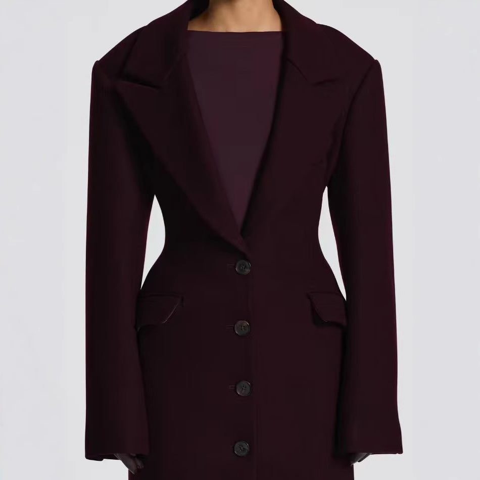 Elegant Single-breasted Large Lapel Loose Solid Coats