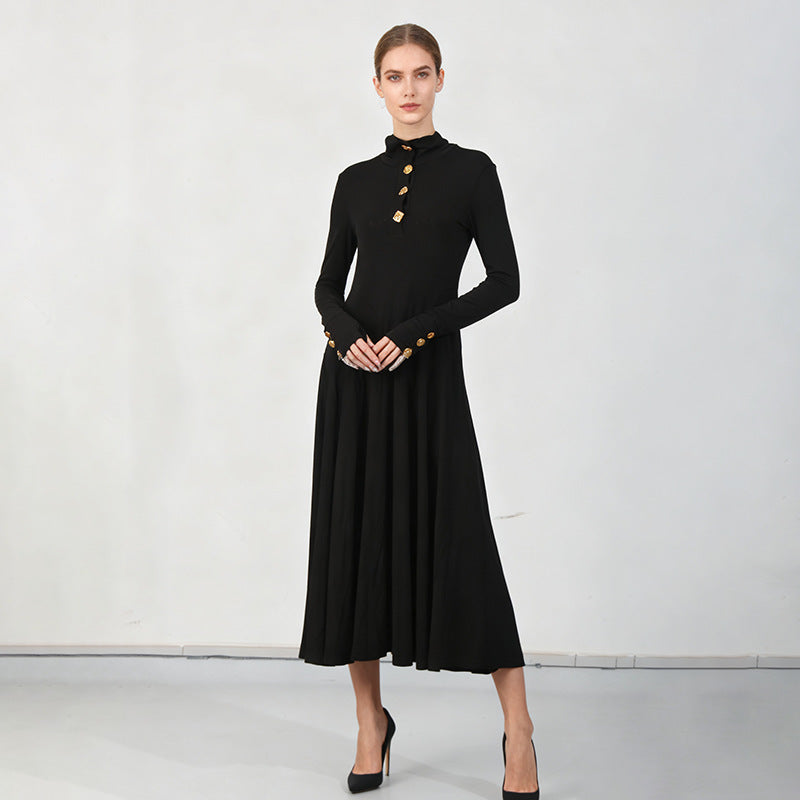 Women's Simple Black Elegant Dress Autumn High-grade Dresses
