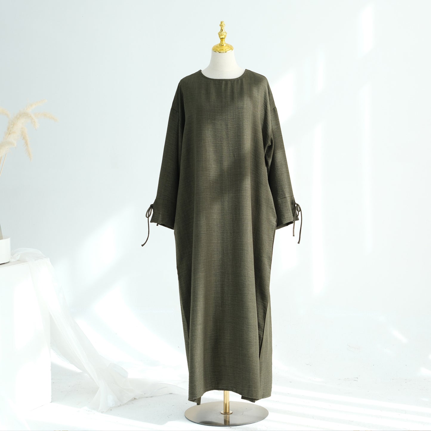 Pretty Turkish Solid Color Casual Robe Dresses