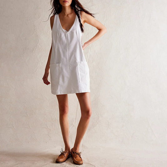 Women's Summer Denim Brace Pocket Adjustable Mini Dresses