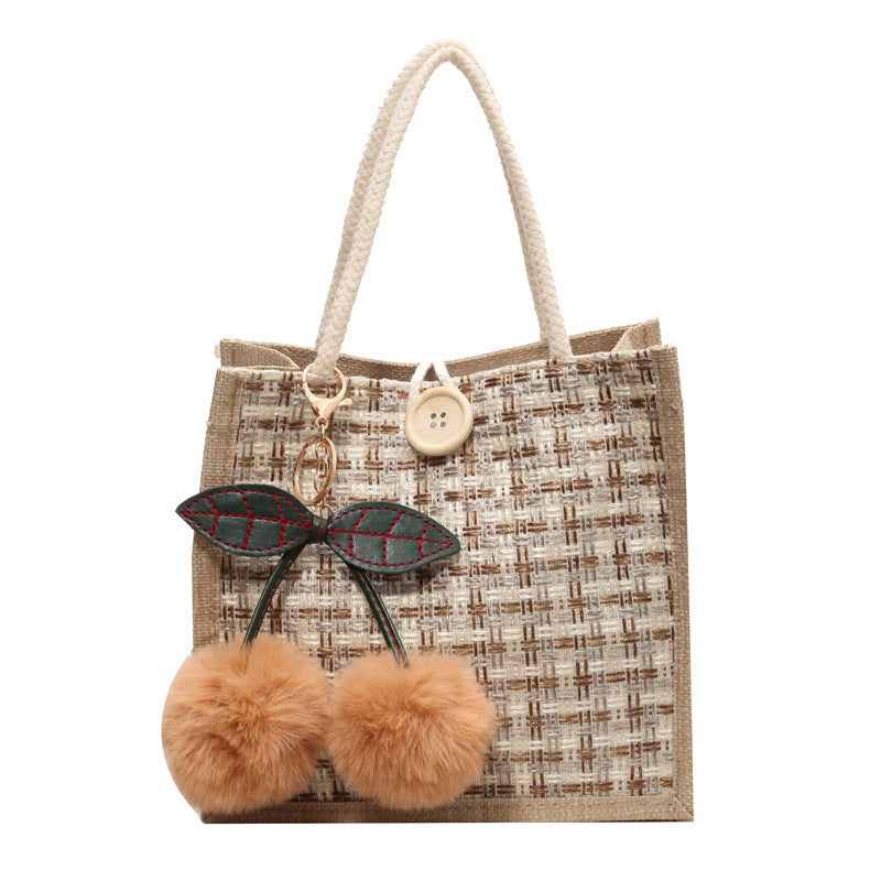 Linen Woven Fashion Lunch Box Pouch Shoulder Bags