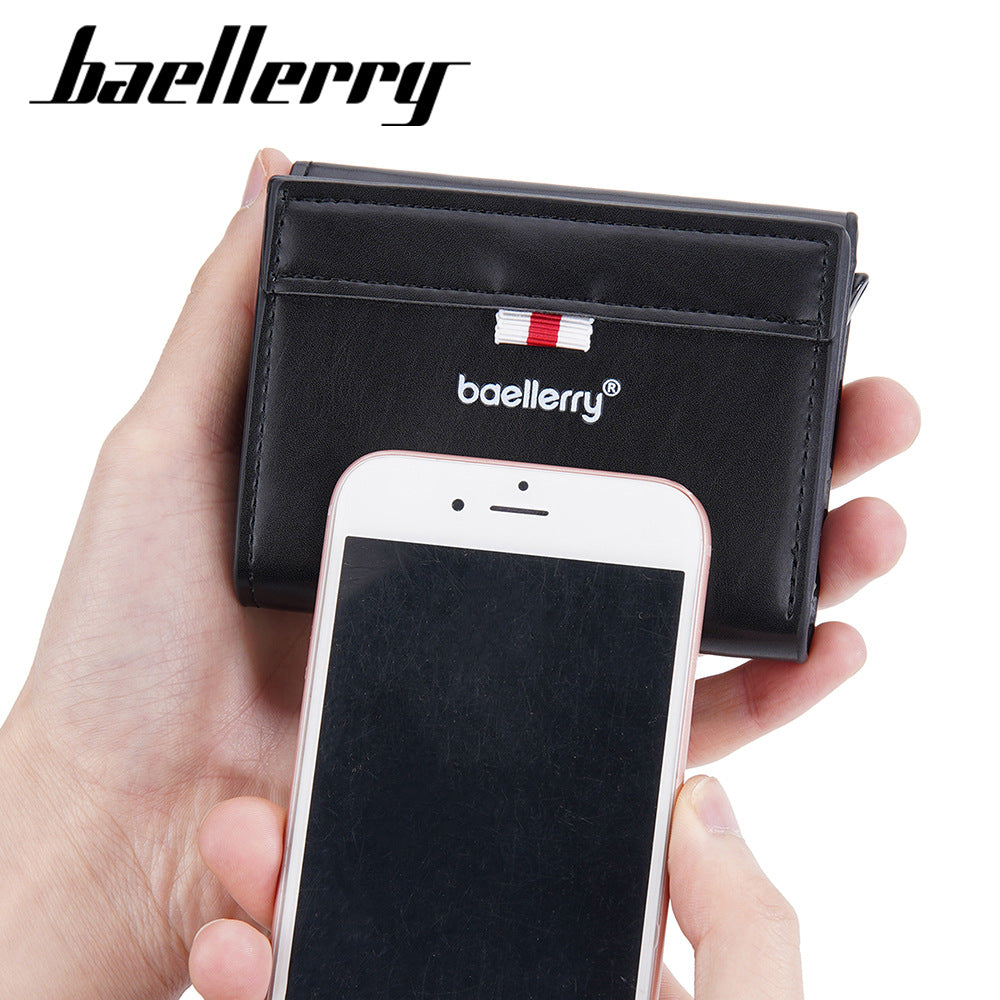 Men's Three Fold Multiple Slots Bottom Automatic Card Holder
