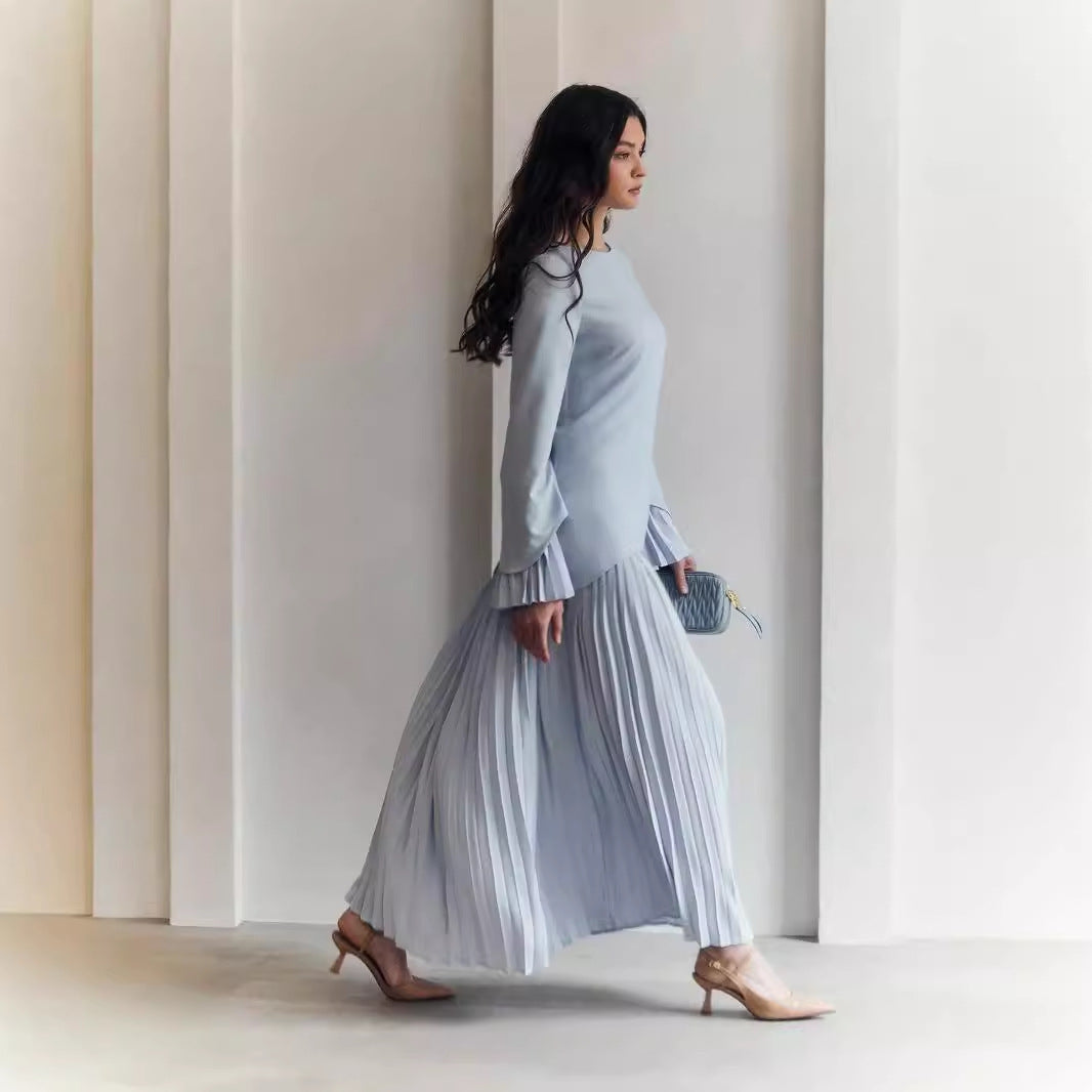 Women's Elegant Pleated Stitching High-grade Loose French Suits