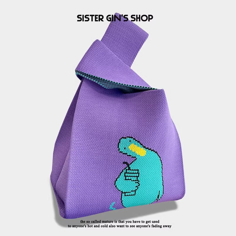 Women's Cute Cartoon Style Knitted Woven Holiday Handbags