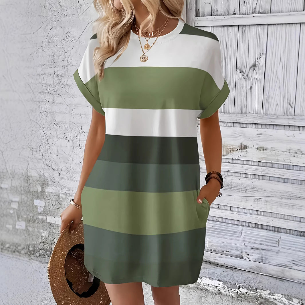 Women's Summer Fashion Color Contrast Striped Casual Clothing
