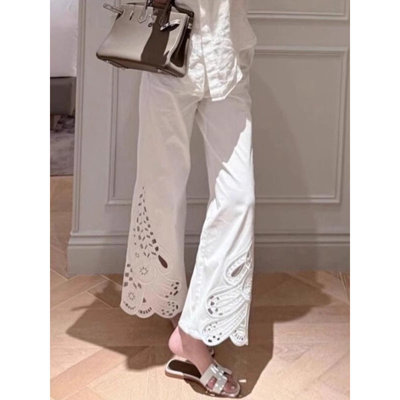 Women's French Minority Summer Fashion Embroidered Design Pants