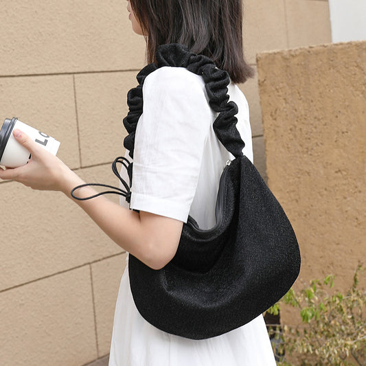 Women's Style Artistic Canvas Underarm Pleated Fashion Crossbody Bags