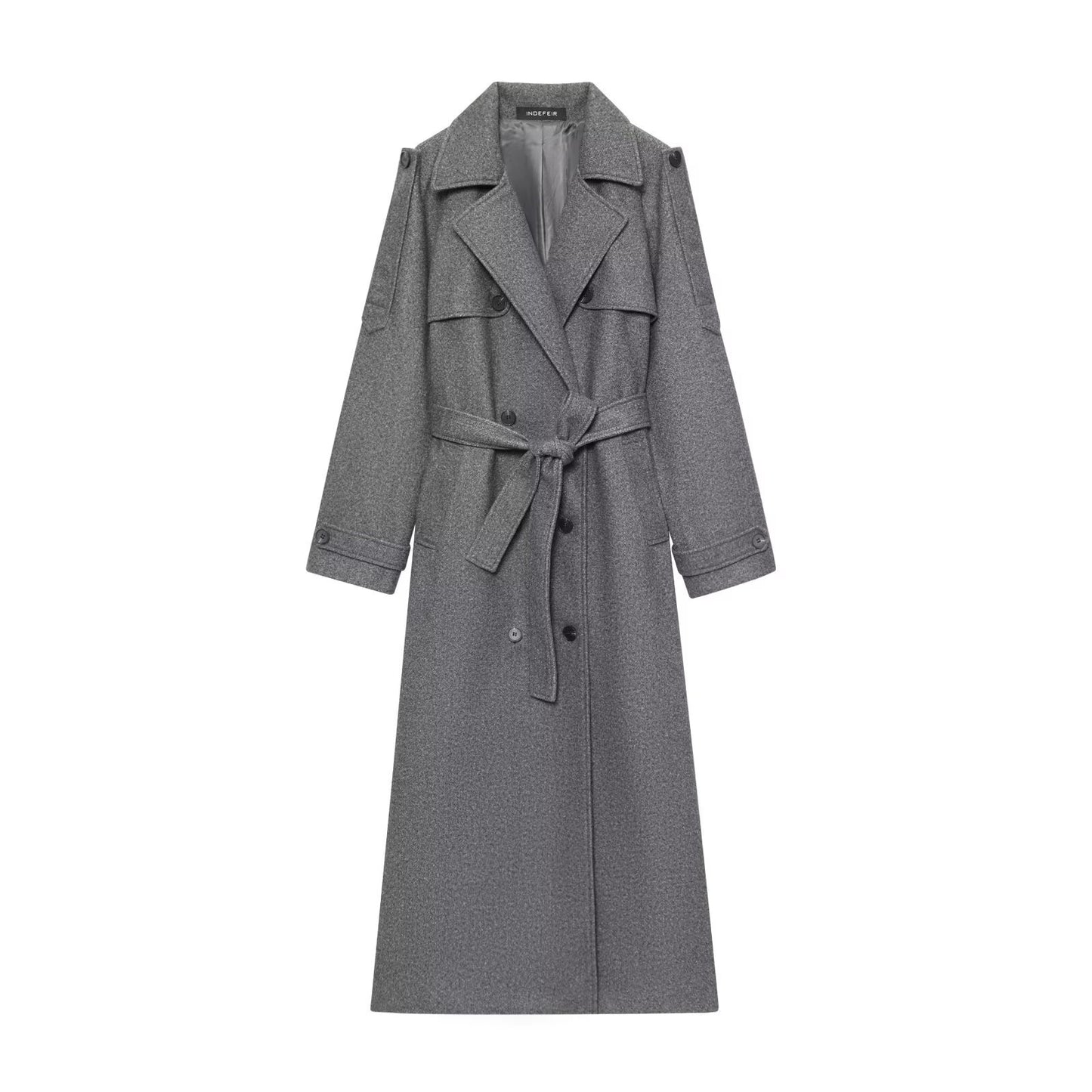 Women's Retro High-grade Woolen Belt Overcoat Jackets
