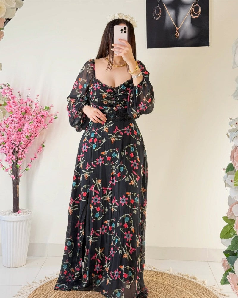 Women's Clothes Chiffon Printed Lace Dress Dresses