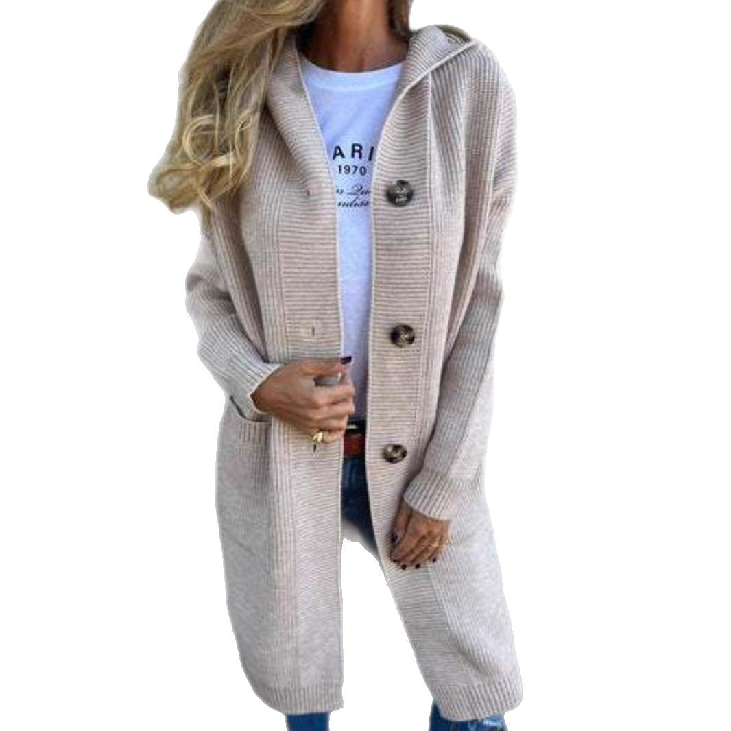 Women's Fashion Long Hooded Knitted With Pocket Sweaters