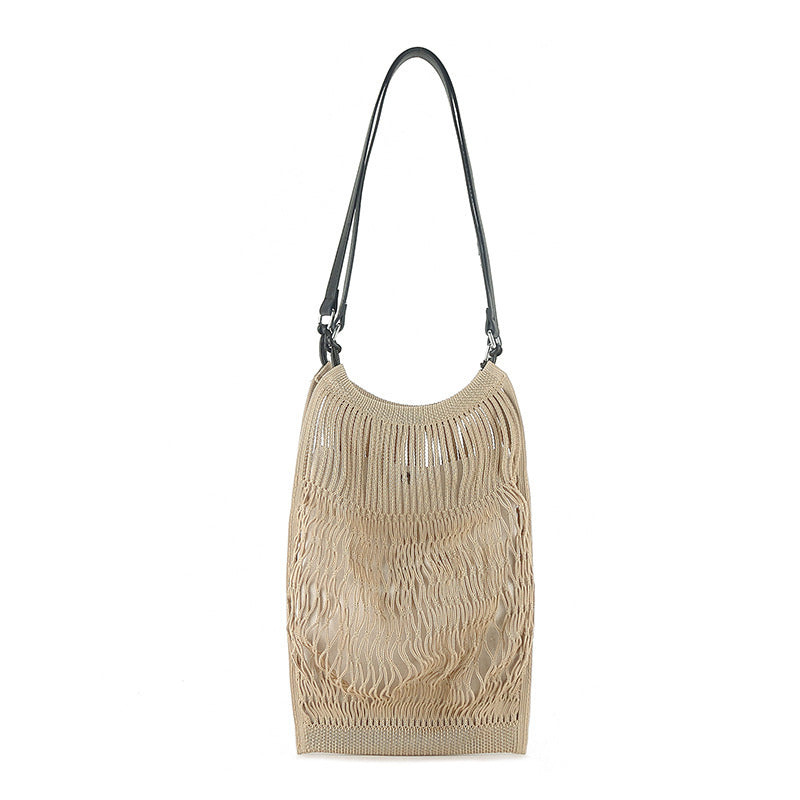 Fashion Medium Mesh Pocket Concave Shape Tote Bags