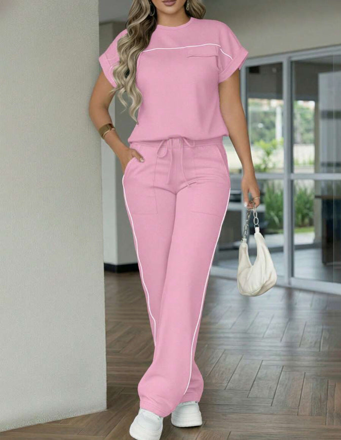 Women's Set Solid Color Simple Sleeve Trousers Shorts