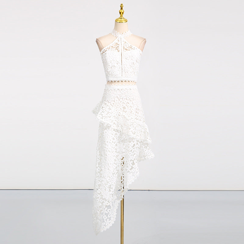 Casual Seaside Vacation Style Two-piece Lace Suits