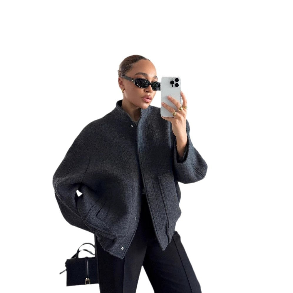 Women's Spring Versatile Casual Pilot Stand Collar Coats