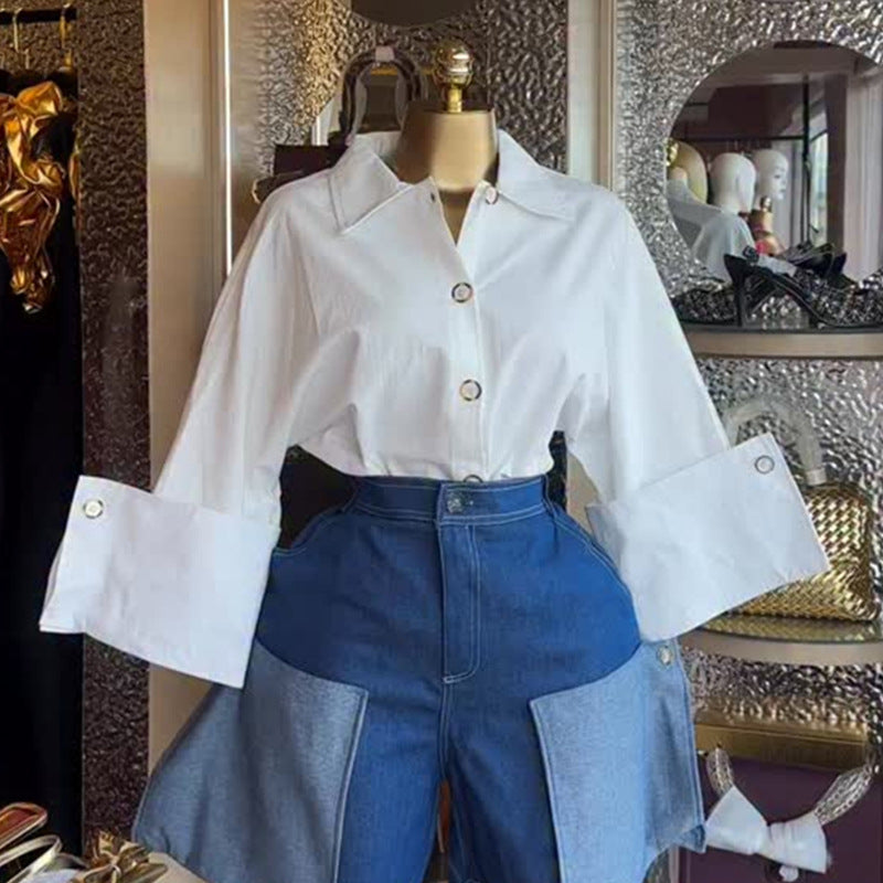 Women's Autumn Fashion Polo Collar Design Sense Minority Blouses