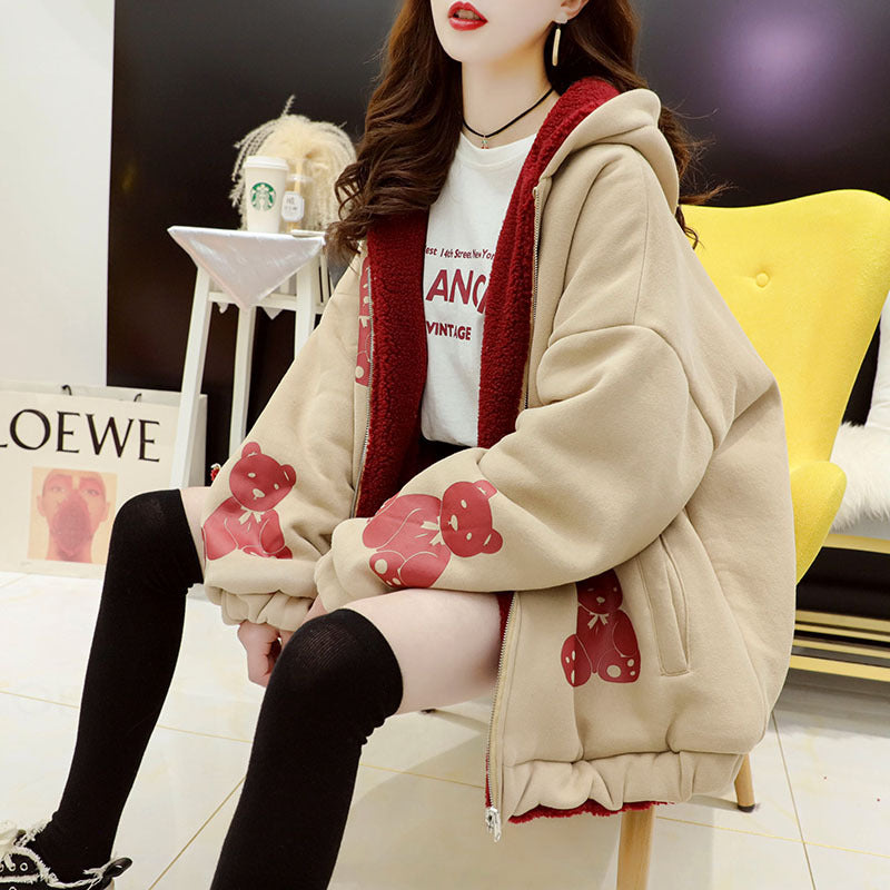 Women's Wear Lamb Wool Veet Padded Thickened Korean Coats