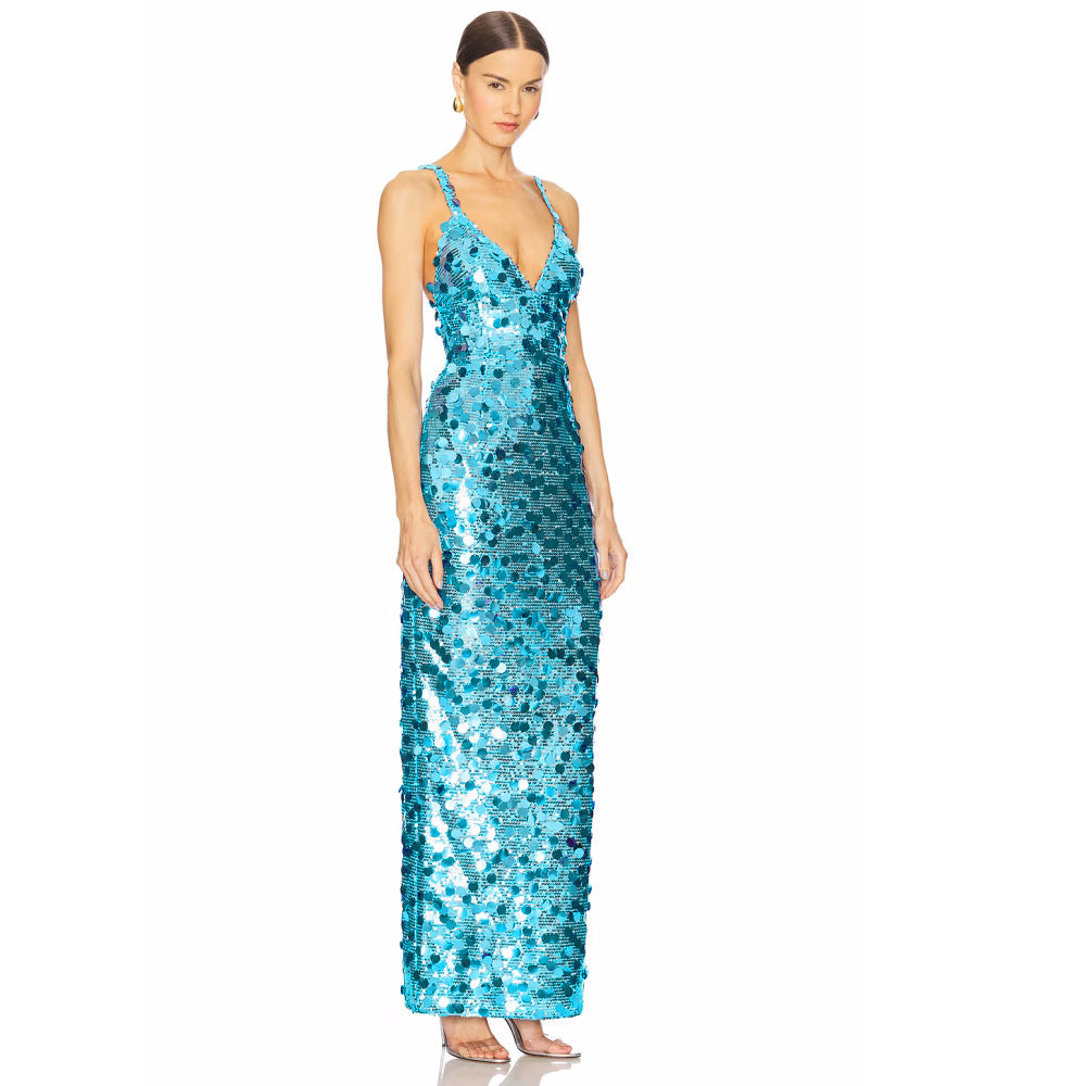 Sequins Dress Sexy Light Luxury Deep Dresses