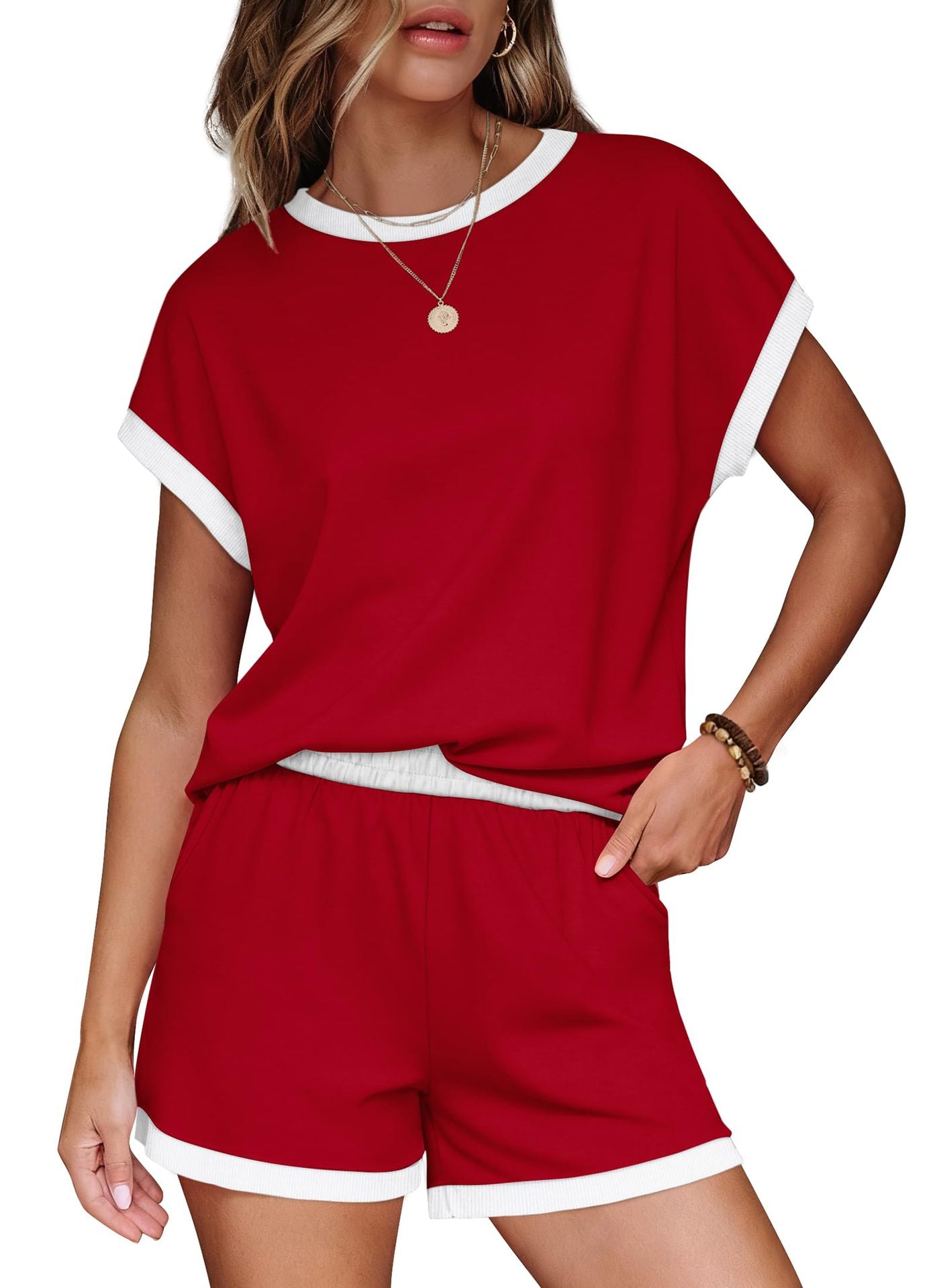 Women's Summer Round Neck Loose Pajamas Fashion Casual Suit