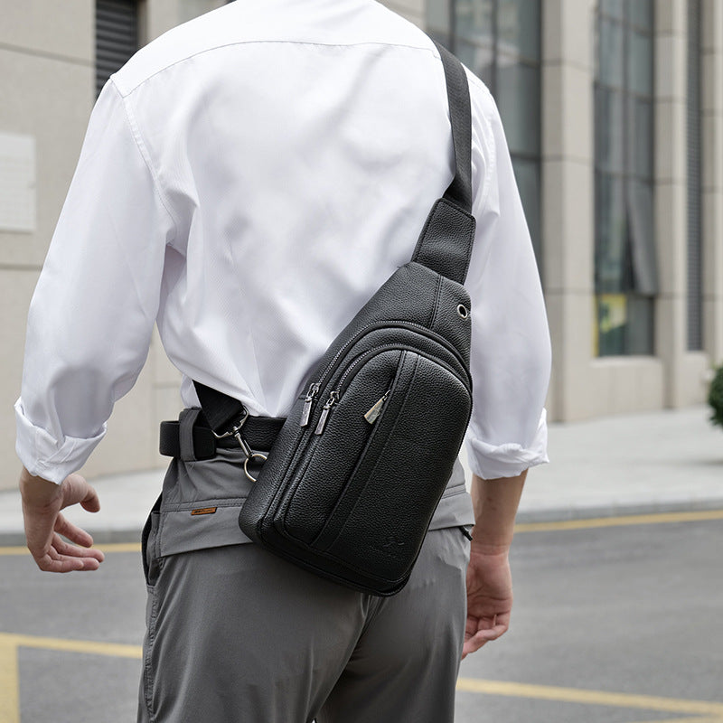 Men's Authentic Leather Tactile Feel Multifunctional Simple Men's Chest Bags