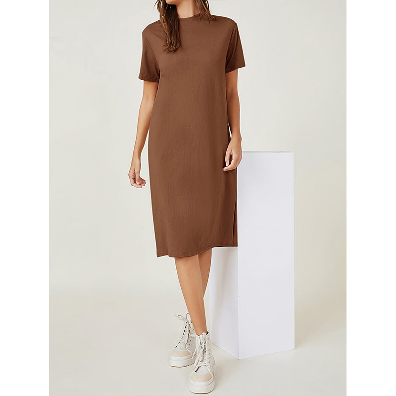 Women's Short-sleeved Summer Solid Color Cotton Inner Dress