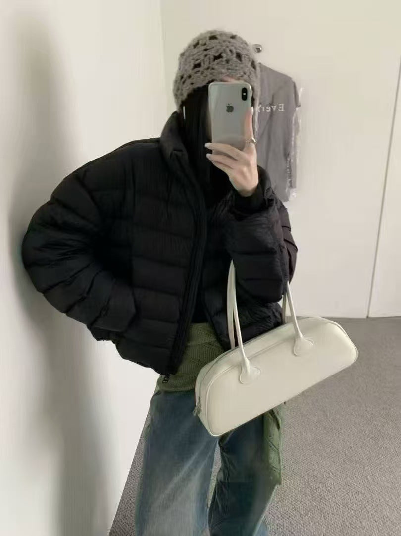 Women's Rib Temperament White Duck Down Light Jackets