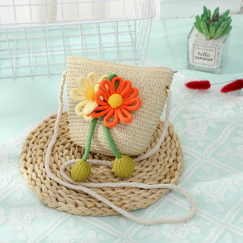 Women's & Children's Seaside Beach Weaving Straw Hat Pastoral Children's Coin Purse
