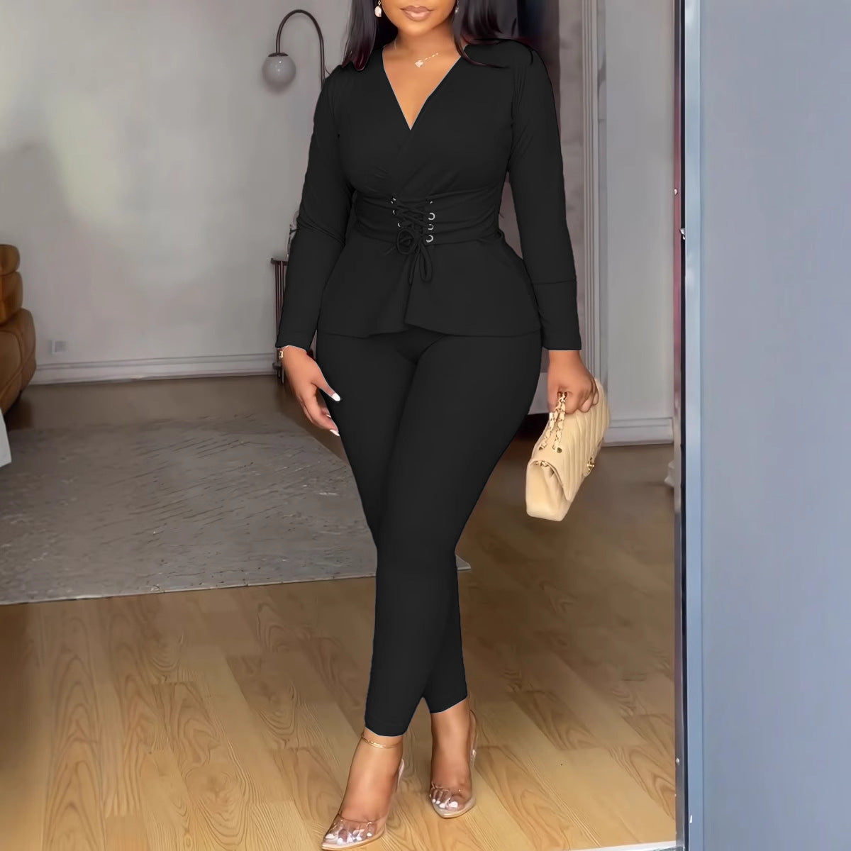 Beautiful Solid Color Stretch Long Sleeve Jumpsuits
