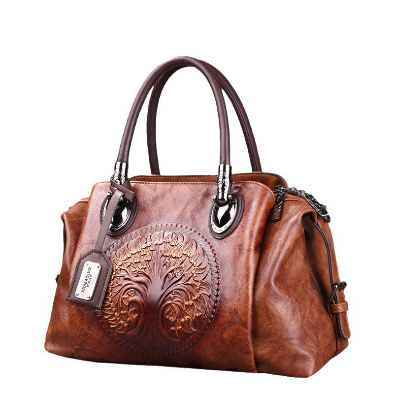 Women's Style Retro Fashion Embossing Gradient Brush Color Bags