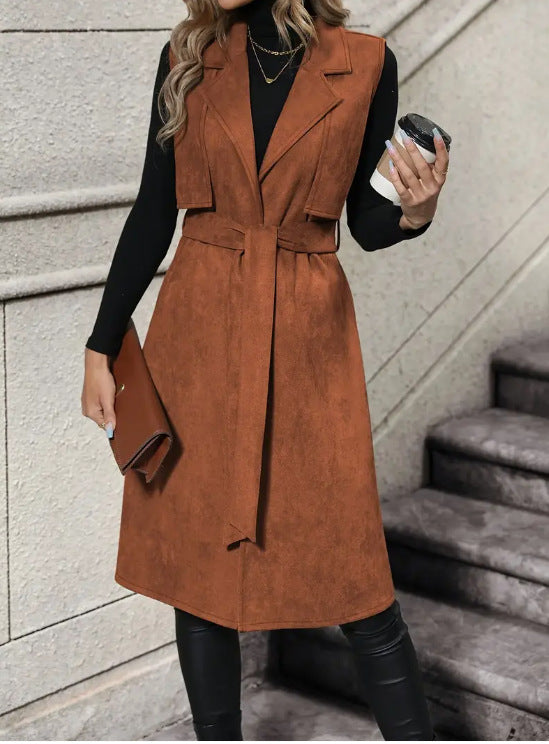 Fashion Flip Lapel Collar Belt Without Vests
