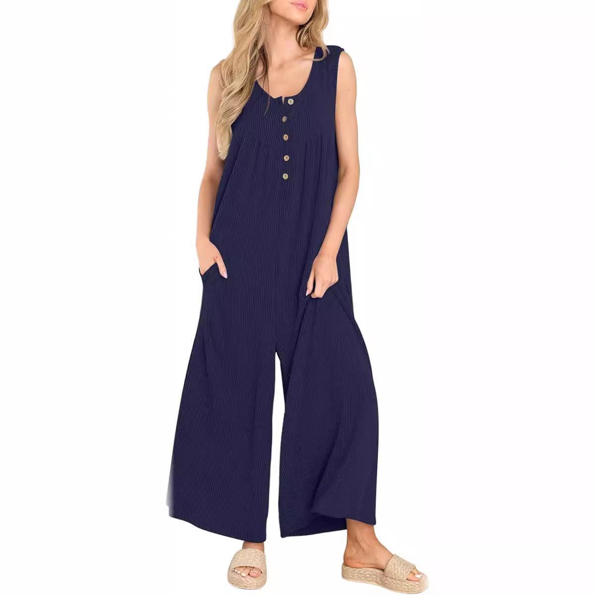 Attractive Slouchy Women's Fresh Casual Pocket Women's Jumpsuit/clothing