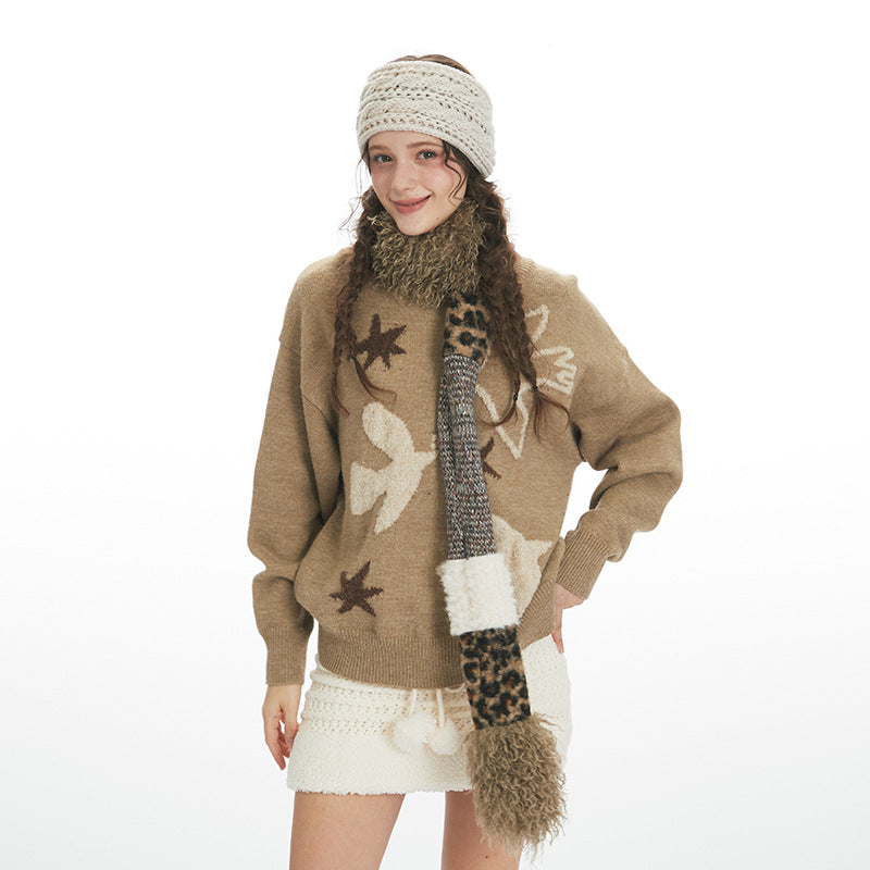 Women's American Style Loose Lazy Crew Neck Pullover Sweaters
