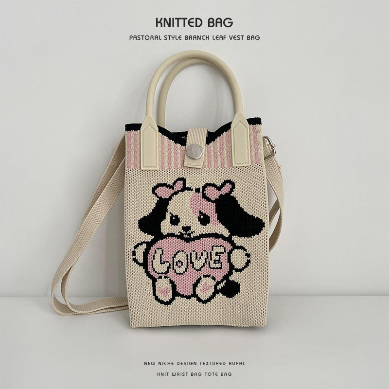 New Stylish Cartoon Knitted Adjustable One Handbags