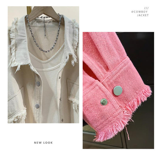 Edge Denim Shirt Korean Style Casual Jackets