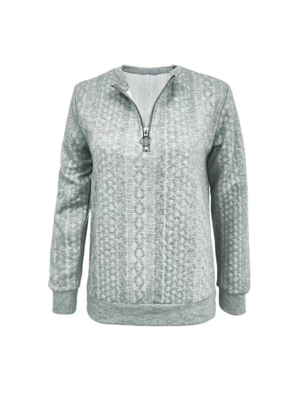 Unique Slouchy Women's Quilted Zipper Casual Women's Sweater, Sweater