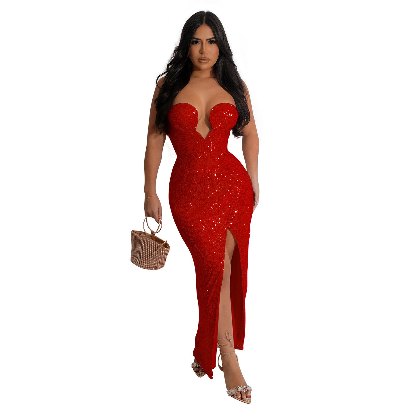 Women's Fashion Wear Solid Color Sexy Sequins Dresses